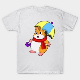 Hamster at Rain with Umbrella T-Shirt